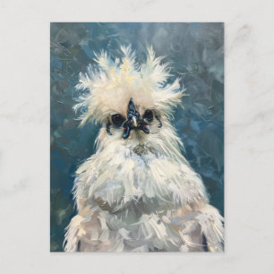 Cartão Postal Decoupage de Pintura de Óleo de Frango Silkie Bran