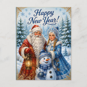 Cartão Postal Ded Moroz Snegurochka Votações de Ano Novo Russo