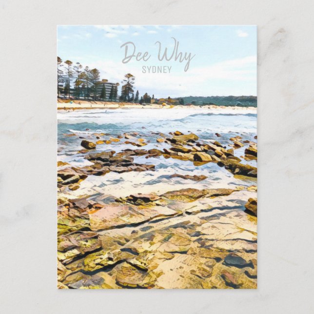 Cartão Postal Dee Why Sydney Norte Beaches retro viagem (Frente)