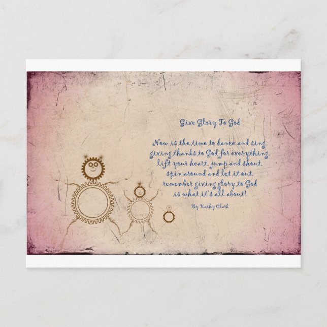Cartão Postal Deem glória a Deus Poema de Kathy Clark (Frente)