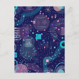 Cartão Postal Deep Blue Dreams Abstract Art