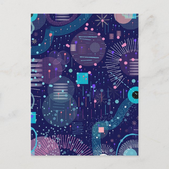 Cartão Postal Deep Blue Dreams Abstract Art (Frente)