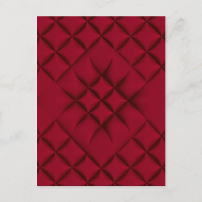 Cartão Postal Deep Red Quilted Leather Pattern (Frente)