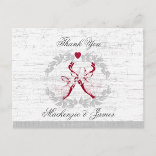 Cartão Postal Deer and Wreath Birch Olhe Obrigado