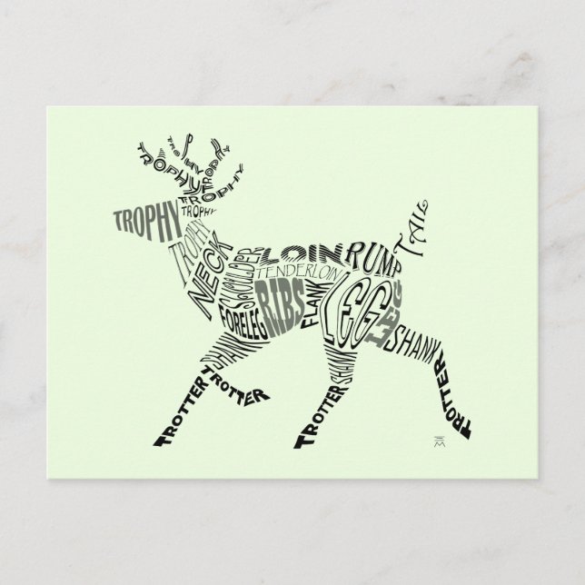 Cartão Postal Deer Calligram (Frente)