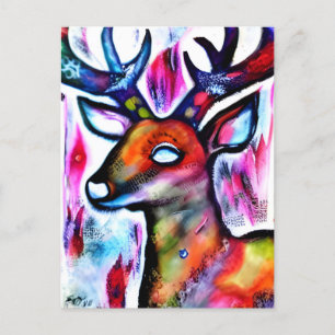 Cartão Postal Deer Colorful