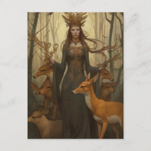 Cartão Postal Deer Goddess in the Woods