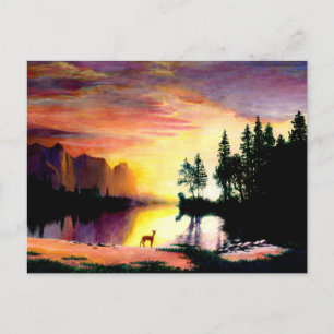 Cartão Postal Deer no Impressão de fotos Dawn