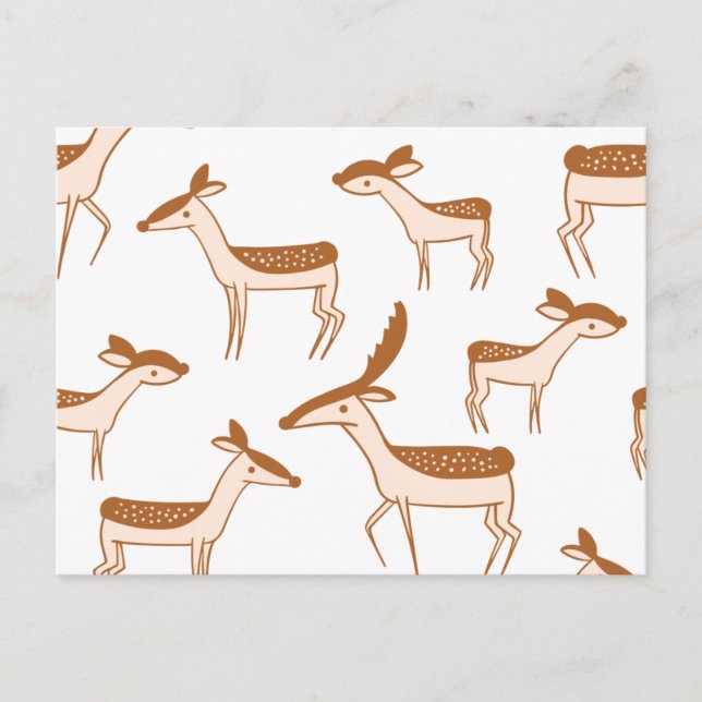 Cartão Postal Deer Pattern Design Animal Cute (Frente)