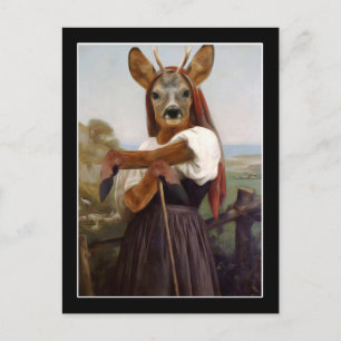 Cartão Postal Deer Shepherdess de Bouguereau