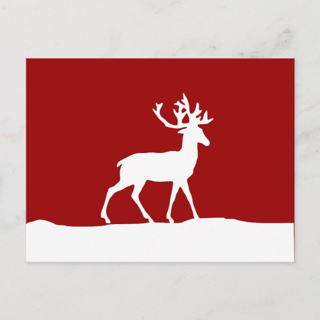 Cartão Postal Deer Silhouette - Vermelho e Branco (Frente)