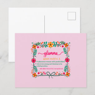 Cartão Postal Definição de Avó Glamma de Moldura de Flor