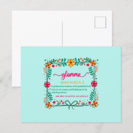 Cartão Postal Definição de Avó Glamma Moldura de Flor