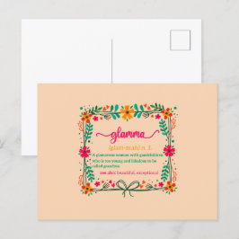 Cartão Postal Definição de Avó Glamma Moldura de Flor