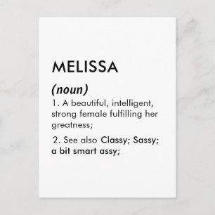 Cartão Postal Definição de nome Melissa editável, nome personali