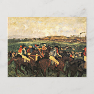 Cartão Postal Degas - Cavalheiros Jockeys Antes do Início