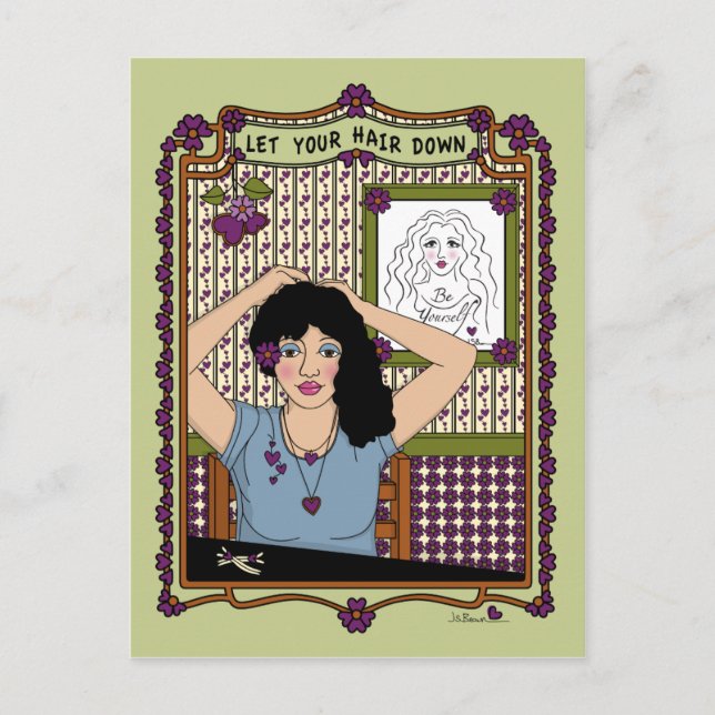 Cartão Postal Deixar o cabelo para baixo_A_ Postcard (Frente)