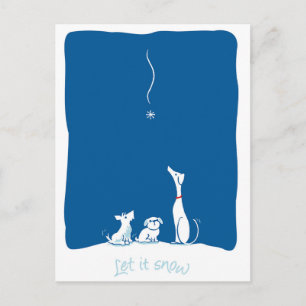 Cartão Postal Deixe Nevar Cães - Azul Crepuscular