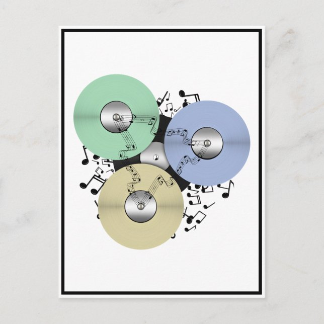 Cartão Postal Deixe o fluxo de música (Reel to Reel & Vinyl Reco (Frente)