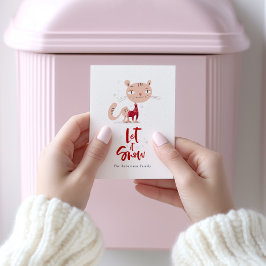 Cartão Postal Deixe-o nevar - Gato bonito no suor de inverno