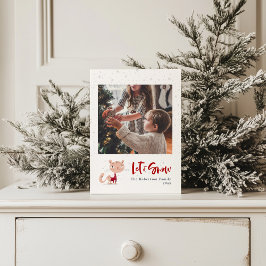 Cartão Postal Deixe-o nevar - Gato bonito no suor de inverno