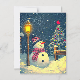 Cartão Postal Deixe-O Neve! Feliz Natal Snowman