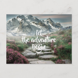 Cartão Postal Deixe que a aventura comece / Montanhas /Personali