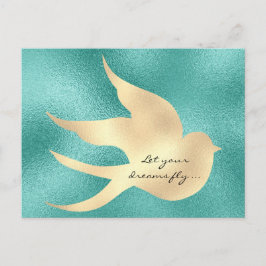 Cartão Postal Deixe seu sonho voar Motivacional Mint Green Bird