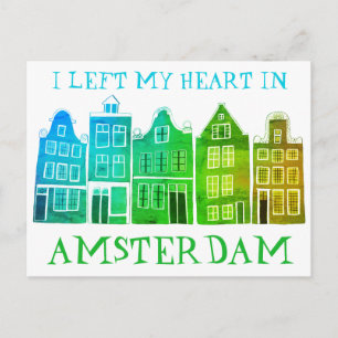 Cartão Postal Deixei meu coração em casas do Canal de Amsterdam 