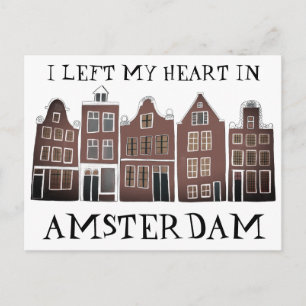 Cartão Postal Deixei meu coração em casas do Canal de Amsterdam 