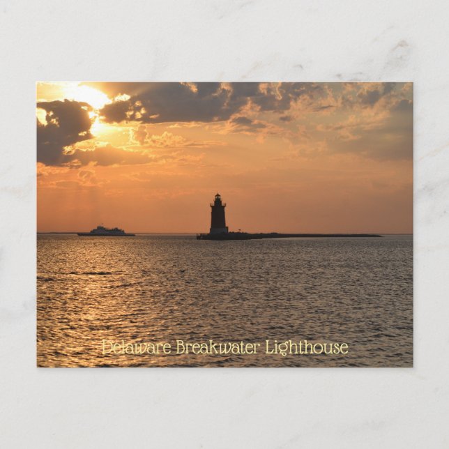 Cartão Postal Delaware Breakwater Lighthouse Cape Henlopen Lewes (Frente)