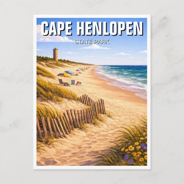 Cartão Postal Delaware Cape Henlopen Parque Estadual (Frente)