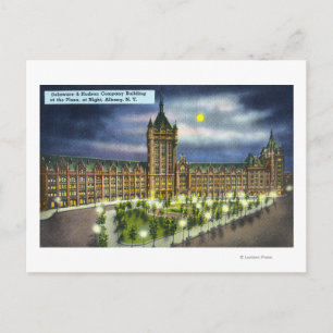 Cartão Postal Delaware e Hudson Co. Edifício à Noite