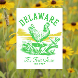 Cartão Postal Delaware O Primeiro Estado Est. 1787 Viagem Vintag
