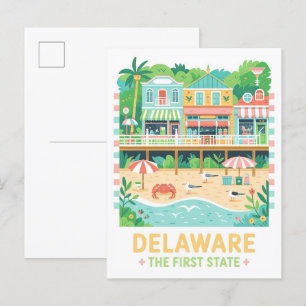 Cartão Postal Delaware, o primeiro Estado EUA Summer Viagem