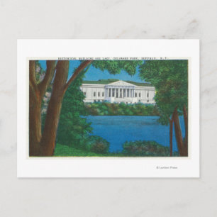 Cartão Postal Delaware Park Historical Bldg and Lake View