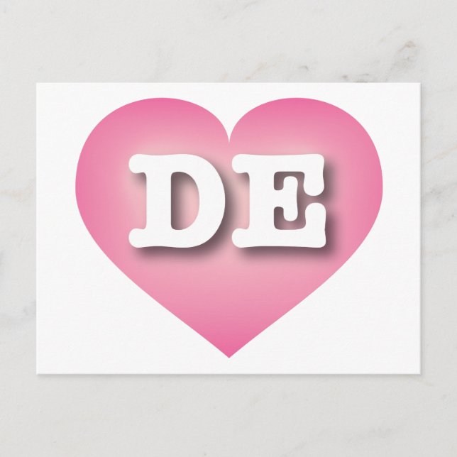Cartão Postal Delaware Pink Fade Heart - Eu amo DE (Frente)