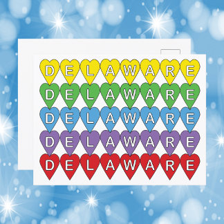 Cartão Postal Delaware Rainbow Hearts