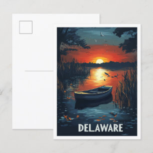 Cartão Postal Delaware USA Vintage Illustration Viagem