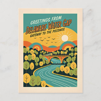 Cartão Postal Delaware Water Gap PA-NJ Arte Retro