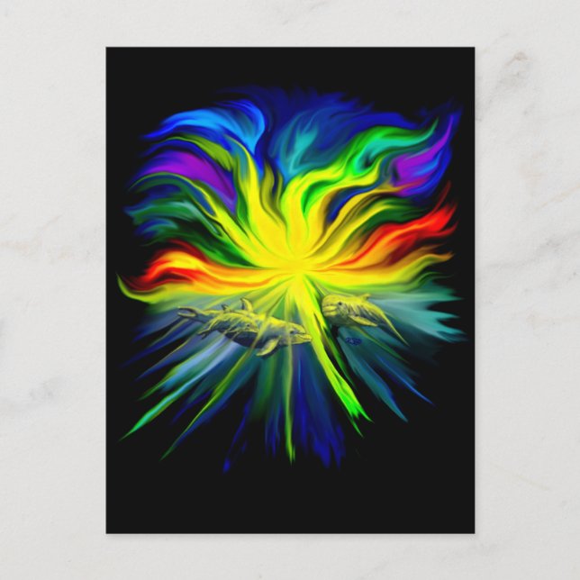 Cartão Postal Delfinfamilie im Sonnenschein (Frente)