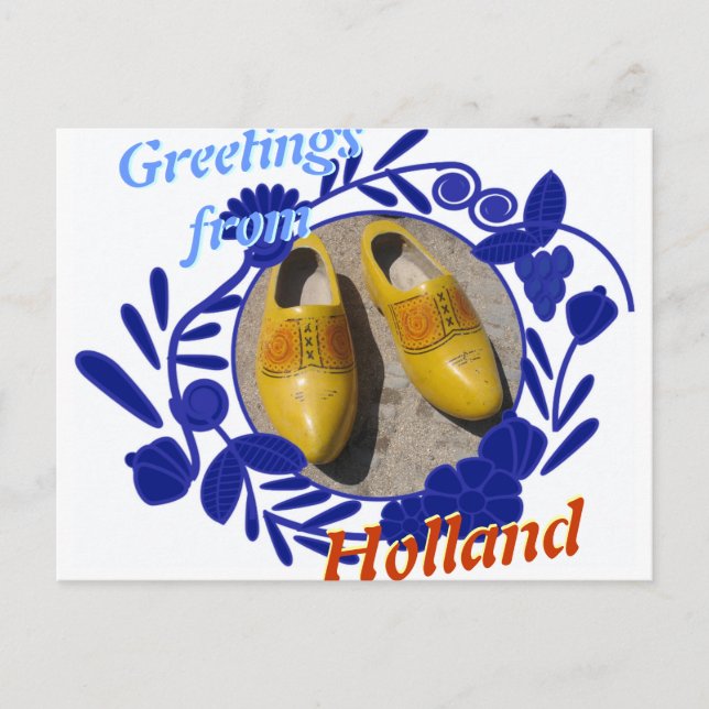 Cartão Postal Delfsoftware Pattern e Clogs Greeting da Holanda (Frente)