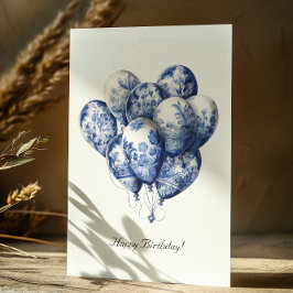 Cartão Postal Delft Blue Balloons, Parabéns
