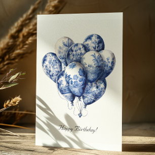 Cartão Postal Delft Blue Balloons, Parabéns
