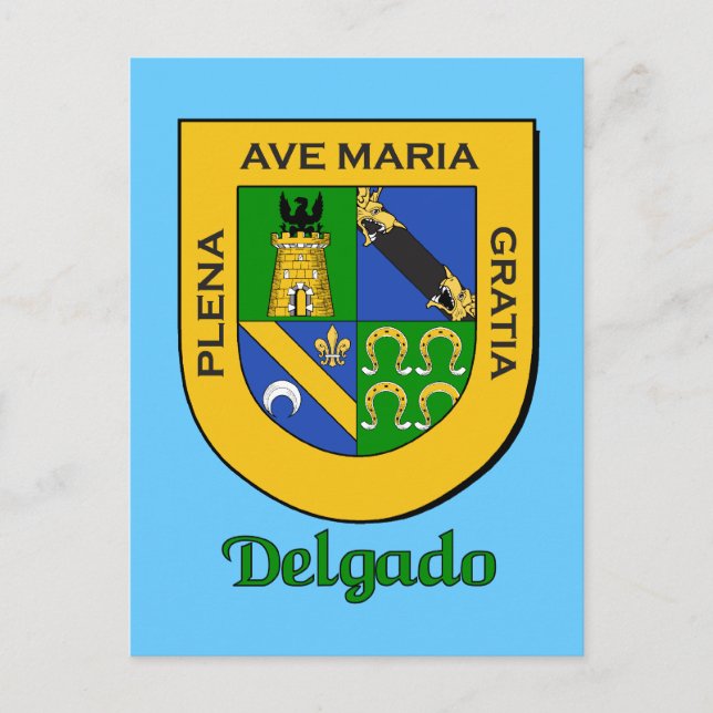 Cartão Postal Delgado Family Heraldic Shield (Frente)