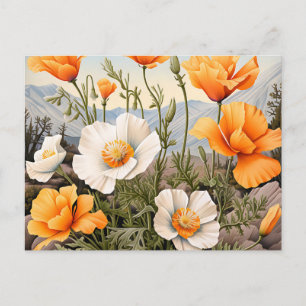 Cartão Postal Delicada Flor de Papoula da Califórnia