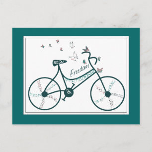 Cartão Postal Delicar borboletas flores e fãs de bicicleta da l
