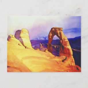 Cartão Postal "Delicate Arch" Cena do Deserto em Aquarela