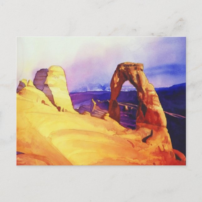 Cartão Postal "Delicate Arch" Cena do Deserto em Aquarela (Frente)