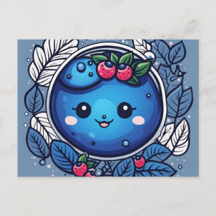 Cartão Postal Delícia de Mirtilo Fruta Fofa